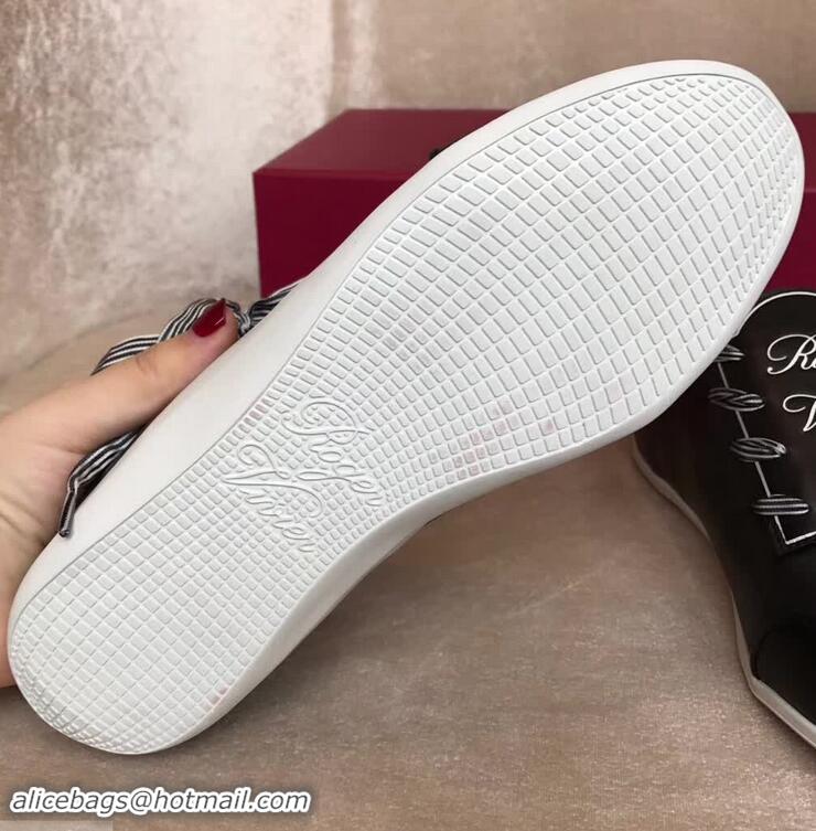 Hot Sell Roger Vivier Sporty Viv' Etiquette Calfskin Sneakers R8327 Black 2018