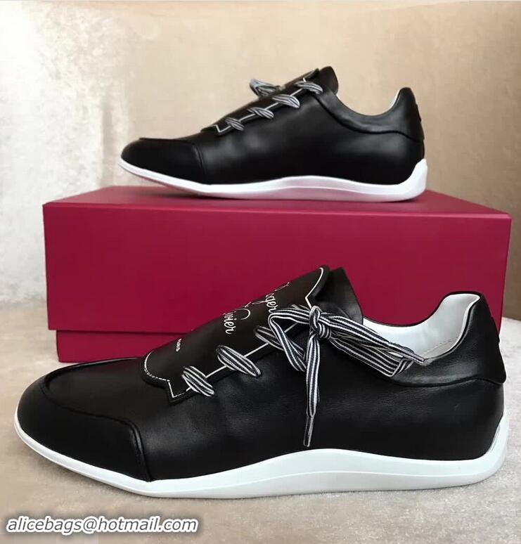 Hot Sell Roger Vivier Sporty Viv' Etiquette Calfskin Sneakers R8327 Black 2018