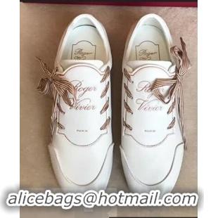 Discount Roger Vivier Sporty Viv' Etiquette Calfskin Sneakers R8327 White 2018