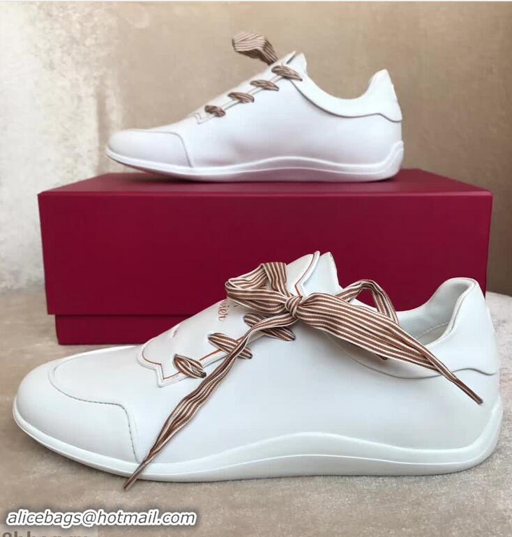 Discount Roger Vivier Sporty Viv' Etiquette Calfskin Sneakers R8327 White 2018