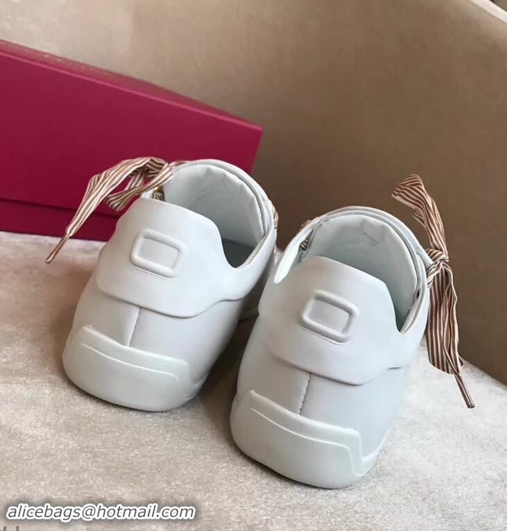 Discount Roger Vivier Sporty Viv' Etiquette Calfskin Sneakers R8327 White 2018