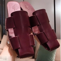 Super Quality Hermes Calfskin Ruse Mules H93701 Burgundy 2019