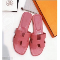 Popular Style Hermes H92009 Pink Oran Slippers In Box Leather