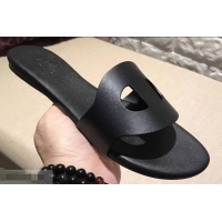 Top Grade Hermes Lisboa Slipper Sandals H94201 Black 2019