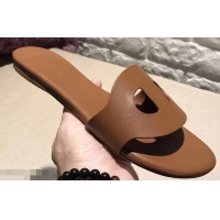 Good Looking Hermes Lisboa Slipper Sandals H94201 Brown 2019