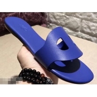 Good Quality Hermes Lisboa Slipper Sandals H94201 Blue 2019