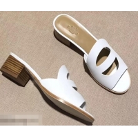 Famous Faux Hermes Heel 4.5cm Mona Sandals H94211 White 2019