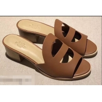 Discount Hermes Heel 4.5cm Mona Sandals H94211 Brown 2019