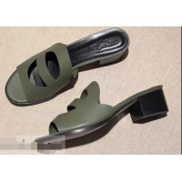 Promotional Hermes Heel 4.5cm Mona Sandals H94211 Olive Green 2019