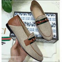 Luxury Classic Gucci Web with Horsebit Canvas Loafer C96330 Beige/Brown 2019