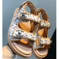 Best Imitation Chanel Tweed CC Logo Magic Loop Sandals G34726 Beige 02 2019