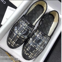 Fashion Discount Chanel Tweed and PVC Espadrilles G34819 Black 2019