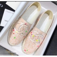 Classic Cheapest Chanel Tweed and PVC Espadrilles G34819 Light Pink 2019