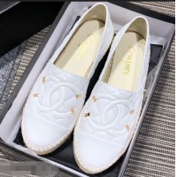 Cheap Faux Chanel CC Filigree Espadrilles C95313 White 2019