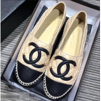 Fashion Knockoffs Chanel CC Filigree Espadrilles C95315 Beige/Black 2019