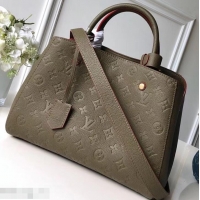 Super Quality Louis Vuitton Monogram Empreinte Leather Montaigne MM Bag M43660 Kaki Fango