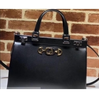 Good Quality Gucci Zumi Smooth Leather Medium Top Handle Bag 564714 Black 2019