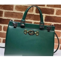 Fashion Gucci Zumi Smooth Leather Medium Top Handle Bag 564714 Green 2019