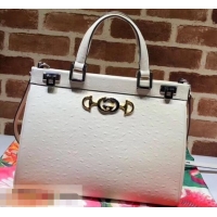 Grade Quality Gucci Zumi Smooth Leather Medium Top Handle Bag 564714 White 2019