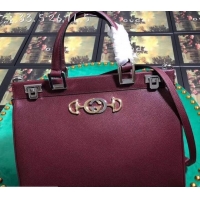  Luxury Discount Gucci Zumi Grainy Leather Medium Top Handle Bag 564714 Burgundy 2019