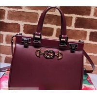 Pretty Style Gucci Zumi Smooth Leather Small Top Handle Bag 569712 Burgundy 2019