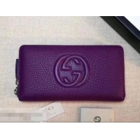 Good Product GUCCI SOHO WALLET 308004 IN GRAINED LEATHER purple