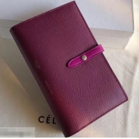 Perfect Celine Bicolour Large Strap Multifunction Wallet 608011 Burgundy/Fuchsia