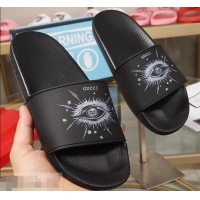 Best Quality Gucci Logo Slide Sandals Eye G96605 Black 2019