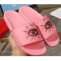 Fashion Cheapest Gucci Logo Slide Sandals Eye G96605 Pink 2019