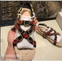 High Quality Gucci Grosgrain Espadrilles Sandals with Crystals 573024 Red 2019