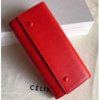 Top Sale Celine Epi Large Flap Multifunction Wallet 600911 Light Red