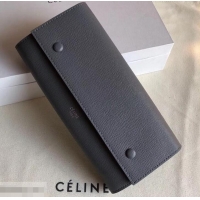 Good Taste Celine Epi Large Flap Multifunction Wallet 600911 Gray