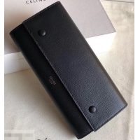 Top Quality Celine Epi Large Flap Multifunction Wallet 600911 Black