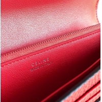 Top Design Celine Grained Leather Large Flap Multifunction Wallet 600912 Red