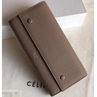 Good Quality Celine Grained Leather Large Flap Multifunction Wallet 600912 Camel