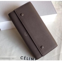 Shop Duplicate Celine Grained Leather Large Flap Multifunction Wallet 600912 Etoupe