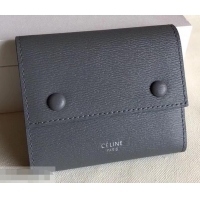 Discount Design Celine Epi Small Flap Folded Multifunction Wallet 600913 Gray