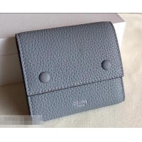 Best Luxury Celine Grained Leather Small Flap Folded Multifunction Wallet 600914 Light Gray