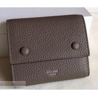 Unique Grade Celine Grained Leather Small Flap Folded Multifunction Wallet 600914 Etoupe