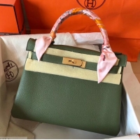 Promotional Hermes Kelly 28cm Bag In Original togo Leather With Gold/Sliver Hardware 600920 army green