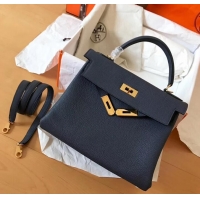 Luxury Classic Hermes Kelly 28cm Bag In Original togo Leather With Gold/Sliver Hardware 600920 navy blue