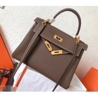 Practical Hermes Kelly 28cm Bag In Original togo Leather With Gold/Sliver Hardware 600920 elephant gray