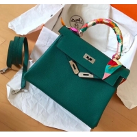 Luxury Hermes Kelly 28cm Bag In Original togo Leather With Gold/Sliver Hardware 600920 Malachite