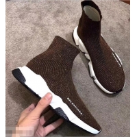 Cheap Design Balenciaga Knit Sock Speed Trainers Sneakers B92904 Line Coffee 2019