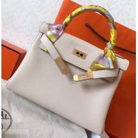 Duplicate Hermes Kelly 28cm Bag In Original togo Leather With Gold/Sliver Hardware 600920 off white