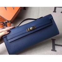 Unique Style Hermes Kelly Cut Handmade Epsom Leather Clutch With Gold/Silver Hardware 600922 Navy Blue