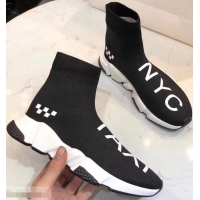 Discount Design Balenciaga Knit Sock Speed Trainers Sneakers NYC Taxi B92909 Black 2019