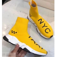 Hot Sell Balenciaga Knit Sock Speed Trainers Sneakers NYC Taxi B92909 Yellow 2019