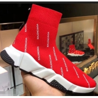 Unique Grade Balenciaga Knit Sock Speed Trainers Sneakers All Over Logo B92913 Red 2019