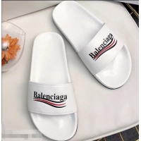 Super Quality Balenciaga Slides Sandals Political Campain Logo B93713 White